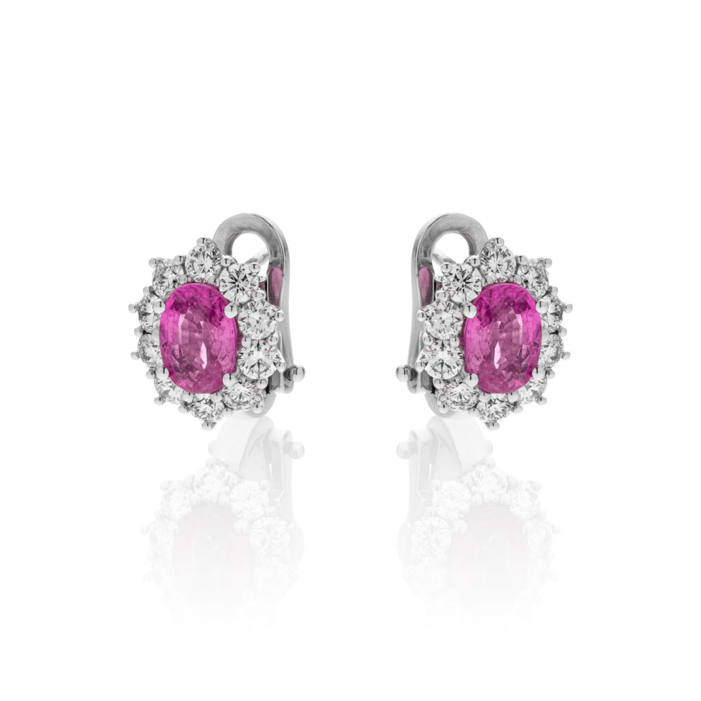 RED SAPPHIRE CLASSIC HALO EARRINGS