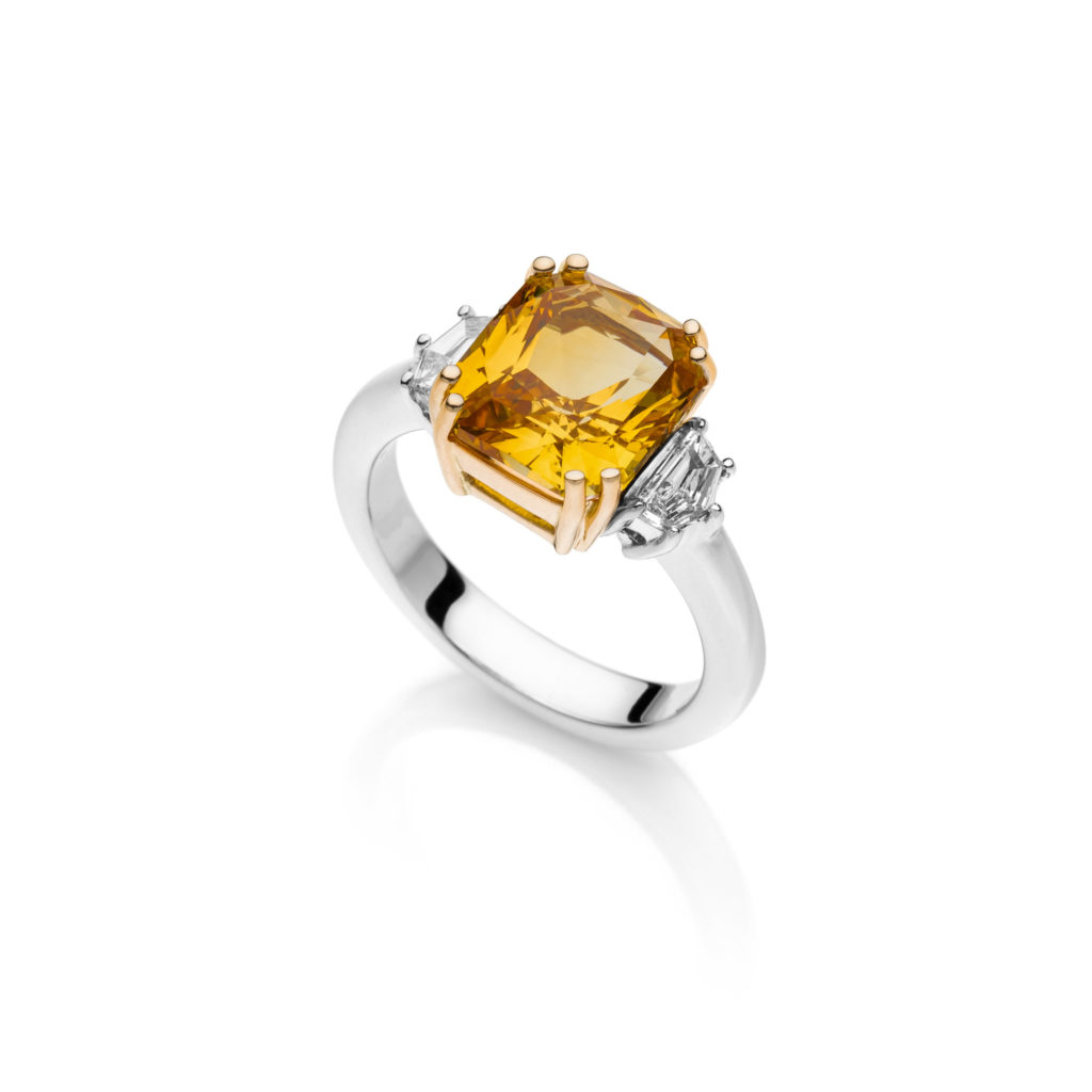 zaffiro giallo (IGI) &  diamanti taglio cadillac