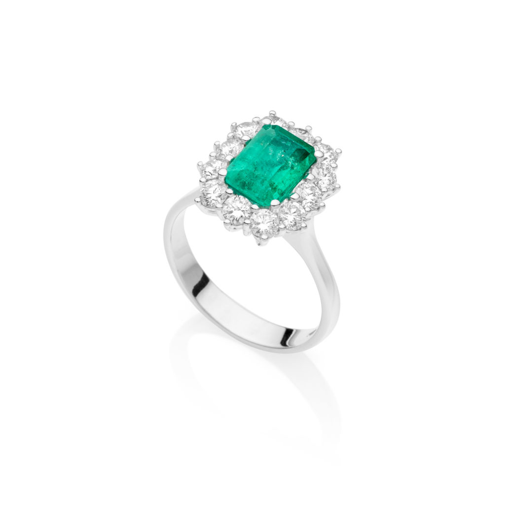 emerald classic halo ring