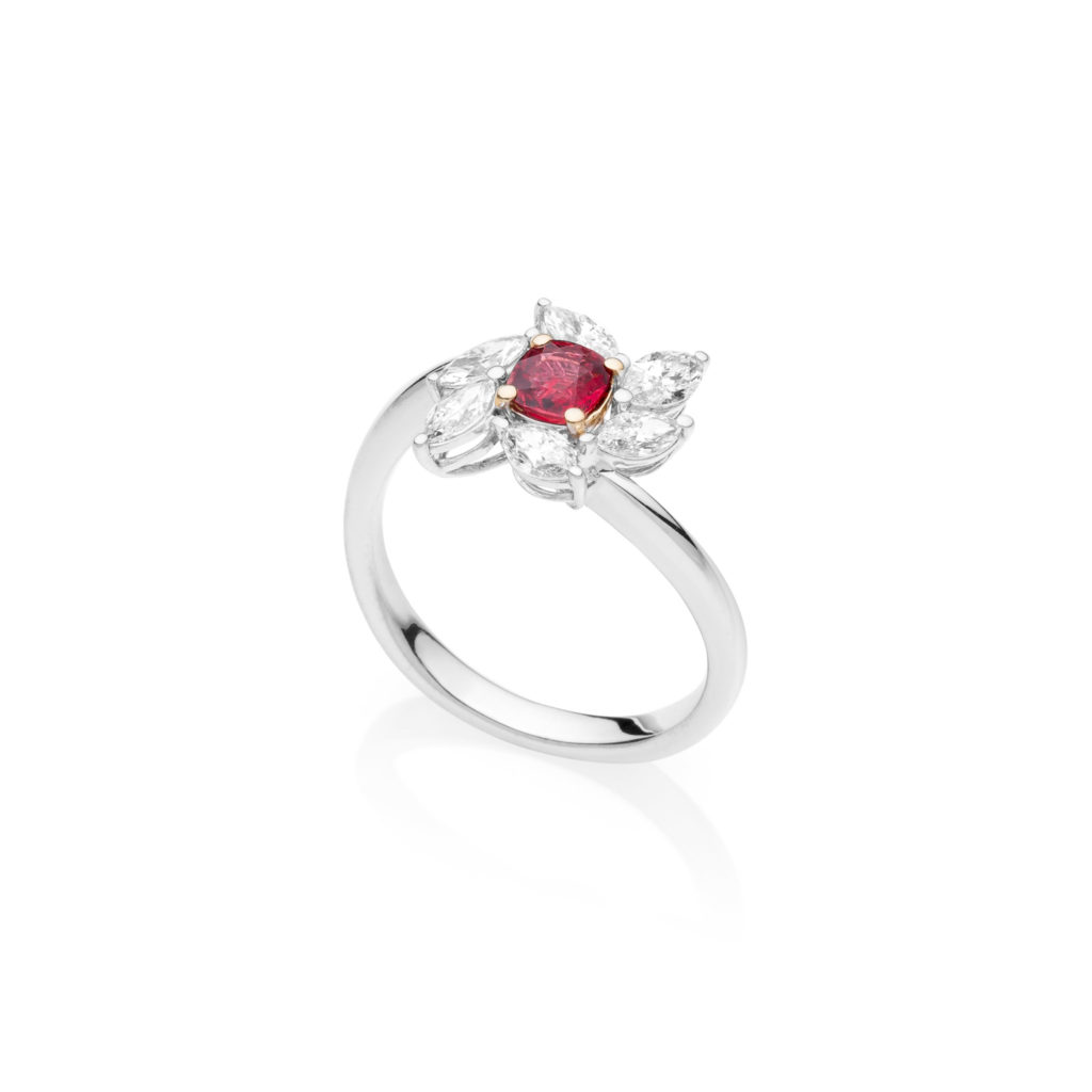 Red spinel & marquise ring